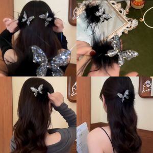 Elegant Butterfly Feather Hair Clip Super Fairy Duckbill Hair Clamp Stylish Accessory for Fringes Versatile Fashionable Hair Ornament