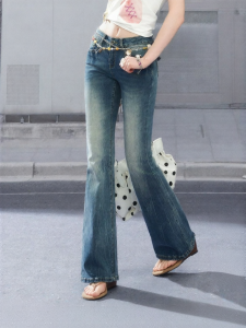 Unifree | Slimming Retro Low Waisted Flare Jeans Wide Leg