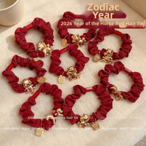Year of the Horse Red Hair Tie Durable Elastic