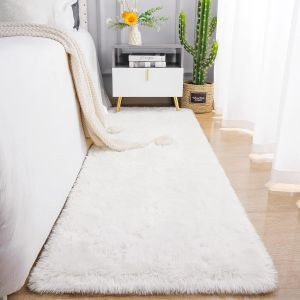 VIKAMA White Shaggy Rug Fluffy Long Pile Area Rug Non Slip Soft Plush Carpet for Living Room Bedroom Nursery Girls Room Decor