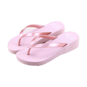 Womens Summer Fashion Beach Shoes Thick Heel Slip-On Sandals Anti-Slip Holiday Flip Flops Casual PVC Upgraded Version