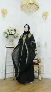 Gamis Abaya Jersey Hitam Turkey / Baju Gamis Muslim Remaja Arab Saudi Terbaru