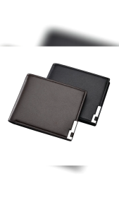 SEA JJT Mens Slim Wallet Business Minimalist Design PU Leather Wallet with Stitching Detail for Daily Use