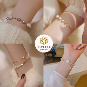 Viviann Original (Surprise Discount!! Random Style) Pearl Bracelet For Women Korean Natural Stone Pearl Pendant Adjustable Cuff Bracelets Anniversary Jewelry Elegant Delicate Baroque Pearl Bracelet