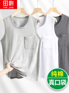 เสื้อกั๊กแขนกุดคอตตอนแท้สำหรับผู้ชาย ทรงหลวม ระบายอากาศได้ดี ระบายความชื้นได้ดี ฤดูร้อน ทรงหลวม ทรงพื้นฐาน สีสันสดใส