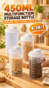450ML Kitchen Seasoning Container Transparent Measuring Storage Bottle Sugar Salt Spice Dispenser Bekas Dapur