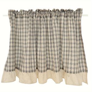 Tian Zi Linen Ruffled Short Curtain 1Pc Kèm Thanh Treo Cho Nhà Hàng Cafe Ban Công Nước Mỹ Retro Nhà Bếp Phòng Khách Vách Ngăn Cà Phê Trang Trí Nửa Rèm