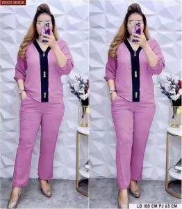 Setelan Wanita Terbaru // Setelan Plat Hitam // One Set Kekinian // One Set Bergaris // Baju Perempuan // Setelan Crinkel Airflow