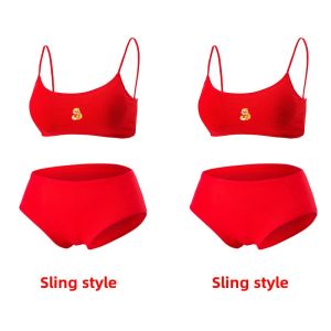 Red Cotton Underwear Set for Girls Year of Snake Zodiac Pure Cotton Underpants Development Period Primary School Children