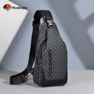 High-End Mens Printed Crossbody Bag Fashionable Casual Chest Bag Travel Soft Polyester Lining Zipper Closure Single Strap