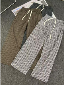 Quần Ống Rộng Kẻ Sọc Đen Trắng Phong Cách Lười Biếng Cho Nam Mùa Hè Mỏng Rộng Rãi Quần Ống Đứng Phong Cách Mỹ Quần Dài Thường Ngày