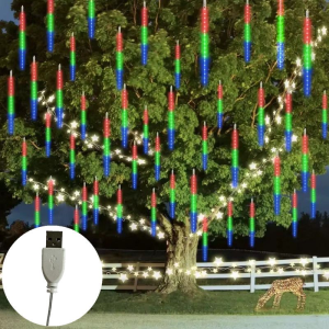 ปลั๊ก USB ฝนดาวตก Rain LED String แสง Fairy Light 30/50 ซม.คริสต์มาสกลางแจ้งงานแต่งงานตกแต่งใหม่ปี 2025