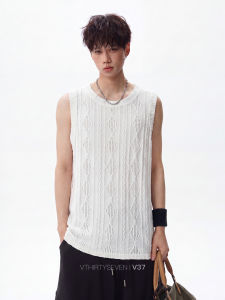 V37 | Texture Hollow Knit Mens Vest