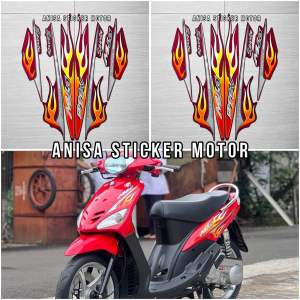STIKER STRIPING MOTOR MIO API SPORTY 2006 2007 MERAH