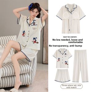 Summer Womens Pure Cotton Pajamas Set