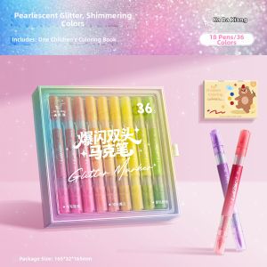 KABAXIONG | Dual-Color Flashing Soft-Tip Dual-Head Art Marker Pen