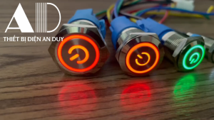 Nút nhấn Tự nhả Kim loại 16mm có đèn LED Nút Reser Exit Nhấn nhả Tự phục hồi (3V-24V | 110-220V)