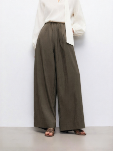 Vero Moda | Womens Casual Trousers with Lycell Wrinkled Elastic Waist Wide Leg
