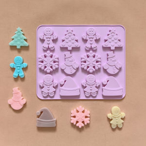 1pc Christmas theme snowman hat shaped Christmas chocolate cookies baking silicone mold