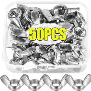 Dizoey 50Pcs Wholesale 304 Stainless Steel Butterfly Nuts Hand Tighten Wing Nuts Home Wingnuts Butterfly Nut M4 M5 M6 M8 M10 Manual Fasteners