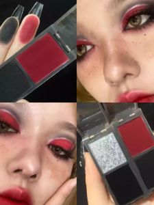 Biya Duosheng Eyeshadow: Punk Black Red Gothic Style Smoky Eye Matte & Colorful Beads Shiny Cosmetic Eye Makeup