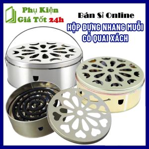Khay Đựng Nhang Muỗi Thân Cao Có Quai Xách Bằng Thép Không Gỉ Cao Cấp - Khay Đựng Nhang Muỗi Kèm Gạt Tàn Có Nắp Đậy An Toàn - Hộp Inox Đựng Hương Nhang Muỗi Chống Bỏng An Toàn Khi Dùng Đa Năng Tiện Lợi