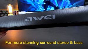 Awei TV เสียงบาร์ลำโพงเสียงบลูทู ธ 5.0 ซูเปอร์เบสเสียงกันน้ำไร้สายเชื่อมต่อเครื่องเล่นเพลงสนับสนุน BT 5.0 Micro SD การ์ด USB สำหรับ PC บ้านโรงละครปาร์ตี้ Y333