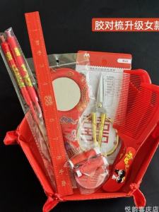 Red Cherry Wood Hair Comb Set for Wedding Men Women Couple Gifts Festive Celebration Supplies Simple Packaging