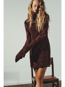 Sweet Style Short Lace Dress Long Sleeve Soft Touch Autumn Collection Womens Slim Fit Dress Casual Wear Straight Cut Skirt