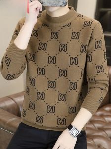 HENGYUANXIANG | Hengyuanxiang Mens Thickened Knitted Half High Collar Sweater Fashionable City Style Winter Season Polyester Nylon Blend