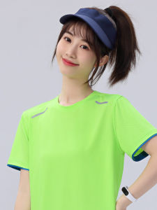 เสื้อยืดแขนสั้นผู้หญิง ฤดูร้อน วิ่ง ออกกำลังกาย แห้งเร็ว เสื้อคอกลม สวมใส่สบาย ลำลอง โพลีเอสเตอร์ 95% ยืดหยุ่น 5%