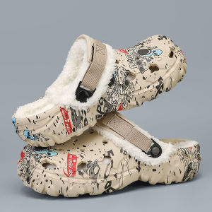 Mens Winter Warm Slippers Soft Indoor Women Slippers Summer Removable Sandals Men Non Slip Plush Fur Clogs Big Size Slippers 47