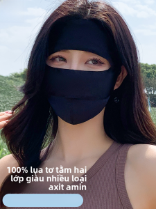 MiiOW | Khăn mặt lụa chống nắng MiiOW dành cho nữ mùa hè 2025 Khăn che mặt dạng bikini lụa tơ tằm 100% chống tia UV khi lái xe