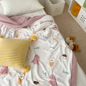 Chăn Lông Cừu Dày Dặn Mùa Đông Chăn Nhồi Bông Coral Velvet Chăn Nhún Vai Chăn Máy Lạnh Nhỏ Chăn Nhồi Bông Polyester Chăn Mềm Mại