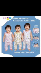 3 Pairs Terno Pajama For Girls Newborn to Toddler Kids Pure Cotton Clothing Set Non Faded Prints 0 to 4 Years Old