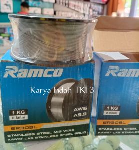 Kawat Las Mig Argon Stainless Steel 0.8mm ER 308 L ER308L 1Kg 0.8 08 RAMCO Kawat Las MIG Gas Shielded Flux Cored 0.8-1.0 x 1kg E71T-GS