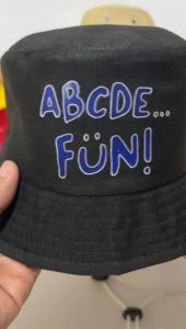 Topi Bucket Anak Motif Alfabet ABCDE FUN