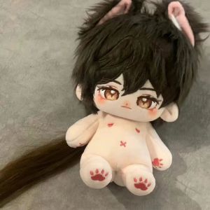 Original God Zhongli Attribute Qianyan 20cm Cotton Doll Chinese Ancient Style Boys Cute Decorative Doll for Girls