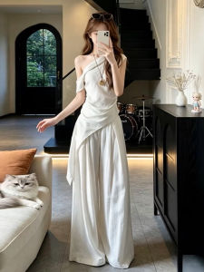 Ge·an·fei | Bộ Trang Phục Mùa Hè Áo Thun Ngắn Tay Trễ Vai và Quần Ống Rộng