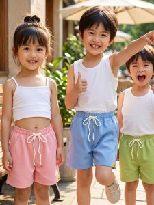 Childrens Pure Color Sporty Thin Five-point Shorts