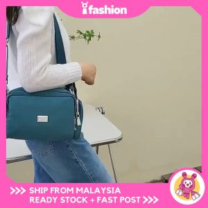 iFASHION 2006 READY STOCK Nylon Shoulder Bag Wide Shoulder Strap Crossbody Bag Large Capacity Lightweight Small Square Bag