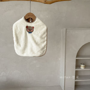 Korean Style Baby Towel Coral Fleece Waterproof Cartoon Embroidery Saliva Towel Toddler Face Wash Towel Does Not Wet Clothes