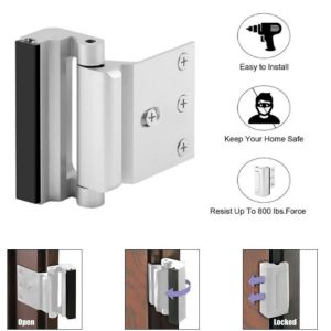 Home Security Door Lock Childproof Door Reinforcement Lock with 3" Stop Withstand 800 lbs For Inward Swinging Safety Door Lock