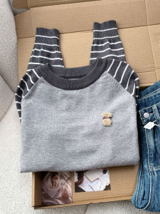 QINGNAER | Slim Fit Casual Striped Knitwear
