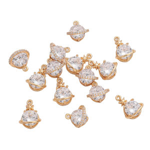 จี้รูปดาวเซอร์คอนเพลนทองแดงชุบ14K 1ชิ้น/ถุงสำหรับ DIY อุปกรณ์เสริมจิวเวลรี่