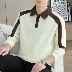 HENGYUANXIANG | Loose Fit Long Sleeve Crew Neck Sweatshirt Polo Shirt Mens Spring Autumn New Style Color Block Fashion Urban Casual T-Shirt
