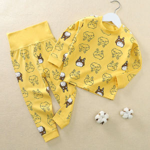 Baby Long Johns Top & Bottom Set Suit Pure Cotton Childrens Underwear Baby High Waist Belly Protection Pants Girl Spring & Fall Cotton Jersey Set Boy