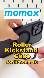 Momax iPhone 16 Pro Max | 16 Pro | 15 Pro Max | iPhone 15 Pro 360 Degree Rotate Kickstand Roller Magnetic Case with Rotatable Stand Drop Protective Casing Case
