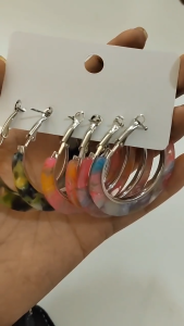 Big Circle Acrylic Earrings Set for Women Girls Geometric Colorful Resin Hoop Drop Earrings Set of Earrings Jewelry