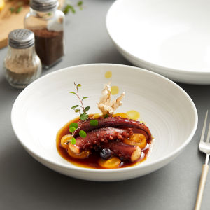 White Nordic Deep Ceramic Serving Plate